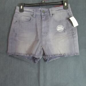 Tokyo Darlin Shorts Womens 2 Gray Super High Waisted Shorty Raw Hem Denim NWT